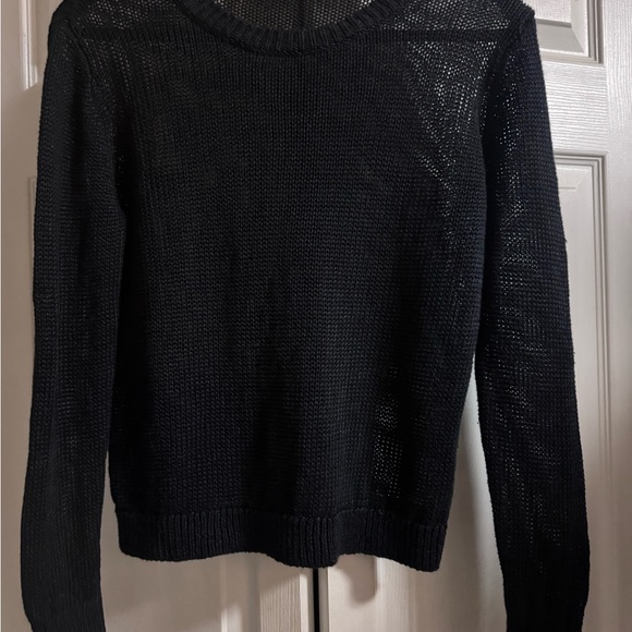 Jenni Kayne 100% Linen Loose Knit Crew Neck Sweater XS Navy - Picture 2 of 7